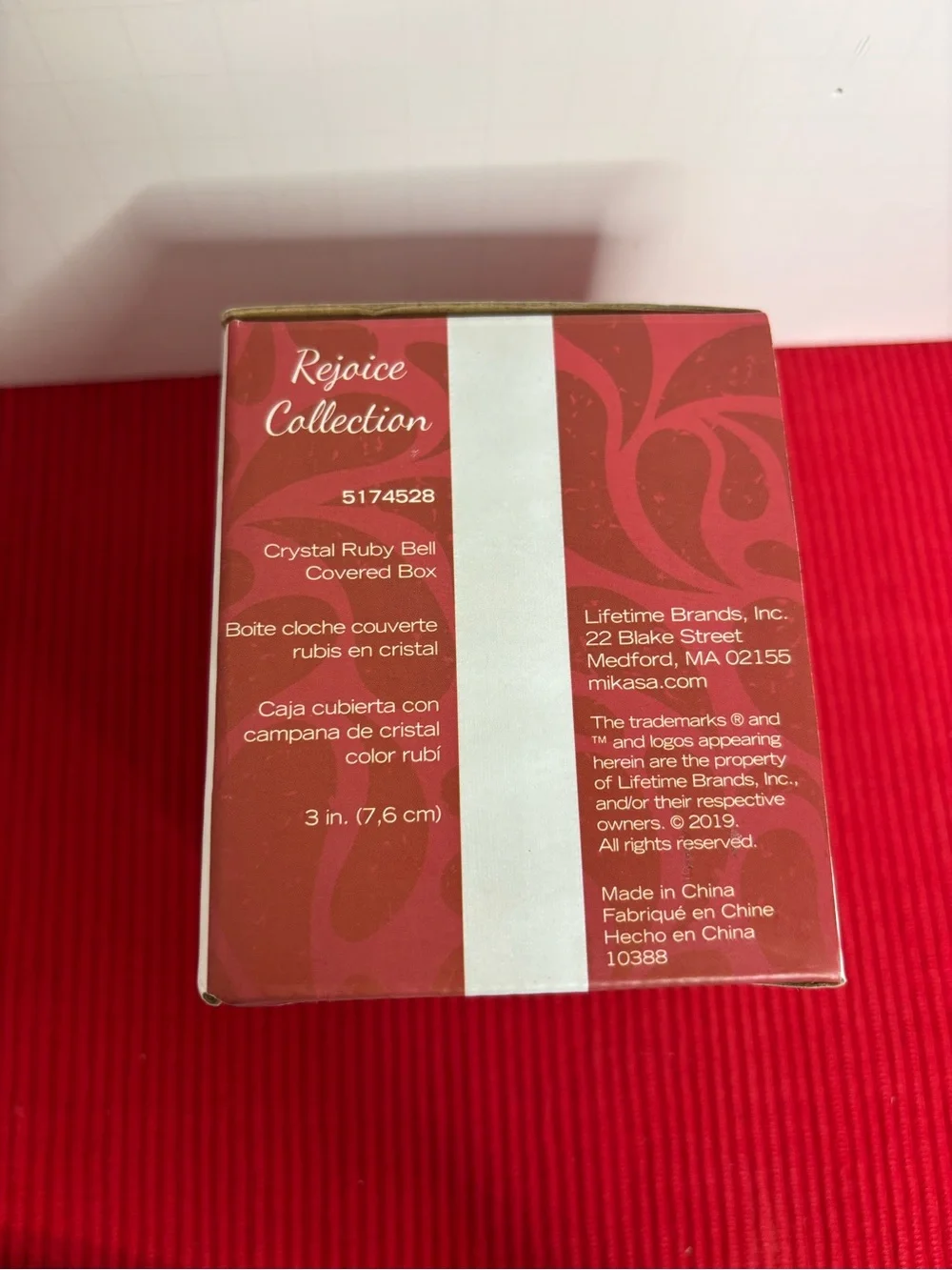 Mikasa Crystal Ruby Bell Covered Box “Celebrations” From The Rejoice Collection